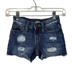Old Navy Girls Denim Shorts Size 6 Distressed Holes Jean Blue Medium Wash Cotton
